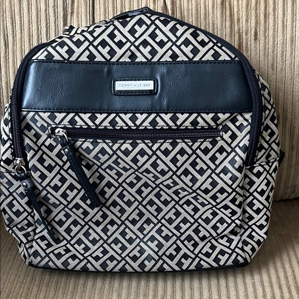 Tommy Hilfiger Black and White Men's Backpack